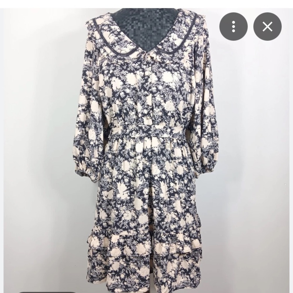 LC Lauren Conrad 3/4 length sleeve black floral dress